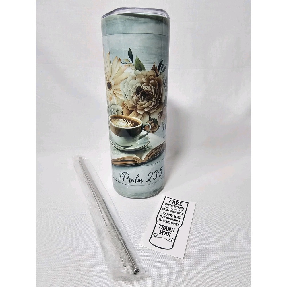 My Cup Overflows With Blessings Psalm 23:5 20oz Stainless‎ Steel Skinny Tumbler